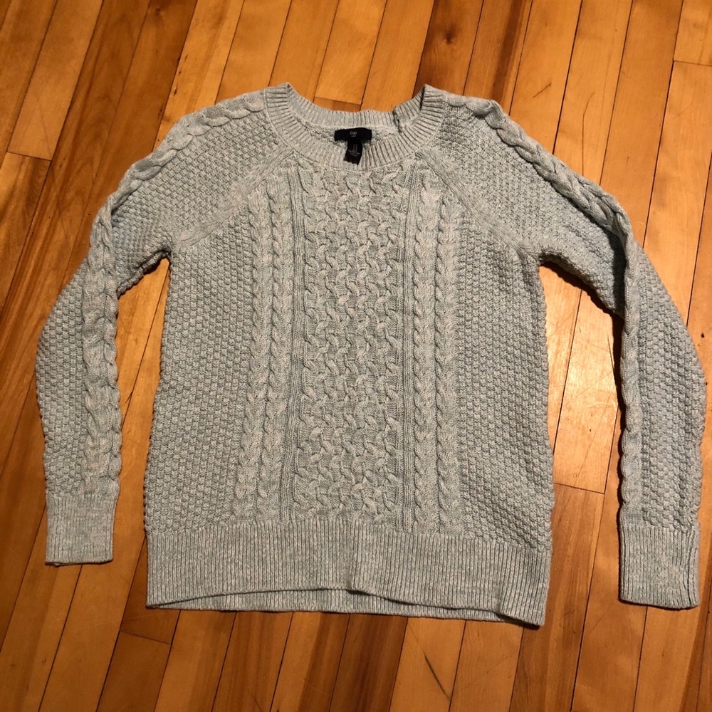 GAP light blue cable knit sweater. Size small.